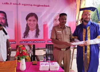 சித்தமருத்துவம் & யோகா பயிற்சியில் தேர்ச்சி பெற்ற வெளிநாட்டவர்களுக்கு பெருஞ்சேரி 56அடி உயர லிங்கம் சித்தர்பீடத்தில் மக்கள் வரவேற்பு