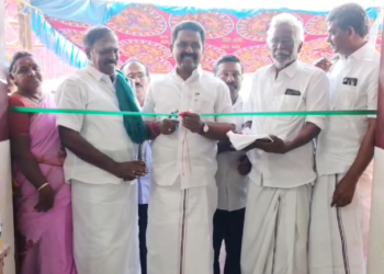 திருவாரூர் மாவட்டம், வலங்கைமான் அருகே  களத்தூர் பகுதியில்  புதிய அங்காடி கட்டிடம் திறப்பு விழா
