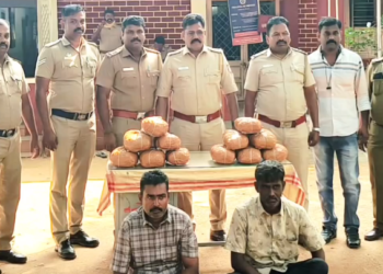 கடமலைக்குண்டு பகுதியில் அரசு பேருந்தில் கஞ்சா கடத்தி வந்த 2 பேர் கைது – 12.640 கிலோ கஞ்சா பறிமுதல் 