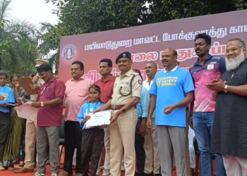 மயிலாடுதுறையில் தேசிய சாலை பாதுகாப்பு மாதத்தை முன்னிட்டு சாலை பாதுகாப்பு மற்றும் போதை பொருள் ஒழிப்பு விழிப்புணர்வு மராத்தான்