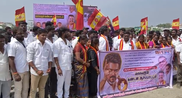 விழுப்புரத்தில் அரசுமருத்துவமனை விஷகடிகளுக்கு போதியமருத்துவ வசதிஏற்படுத்த ஆரம்ப சுகாதார நிலையத்தை உடனடியாக திறக்க TVK-தினர் ஆர்பாட்டம்