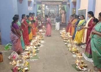 திருஇந்தளூர் பரிமள ரங்கநாதர் கோயிலில் தை மாத மூன்றாவது வெள்ளிக்கிழமையை முன்னிட்டு திருவிளக்கு பூஜை