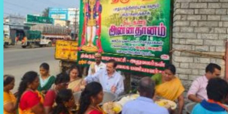 அறுபடை வீட்டின் பக்தர்களுக்கு மாநகராட்சியின் அறுசுவை விருந்து: 6-வது ஆண்டாகத் தொடரும் பாதயாத்திரை அன்னதானம்