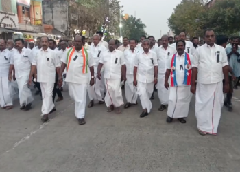 தகை சால் தமிழர் நல்லகண்ணு மறைவை முன்னிட்டு திருவாரூரில் அனைத்து கட்சி சார்பாக மௌன அஞ்சலி ஊர்வலம்