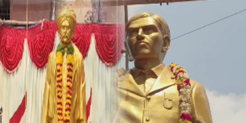 மயிலாடுதுறை அடையாளமாக கவிஞர் மாயூரம் வேதநாயகம் பிள்ளை, தியாகி சாமி.நாகப்பபடையாச்சி முழுஉருவச்சிலை