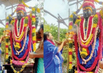 மீன ராசிக்கு இடம் பெயர்ந்த மந்தன்: தூத்துக்குடி ஸ்ரீசித்தர் பீடத்தில் 9 அடி சனீஸ்வரருக்கு 64 வகை அபிஷேகங்களுடன் மஹா யாகம்!