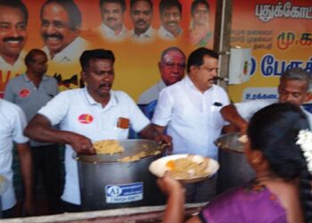 புதுக்கோட்டையில் களைகட்டிய முதலமைச்சரின் 73-வது பிறந்தநாள்: 2000 பேருக்கு தடபுடல் பிரியாணி விருந்து அளித்த அமைச்சர் மெய்யநாதன்!