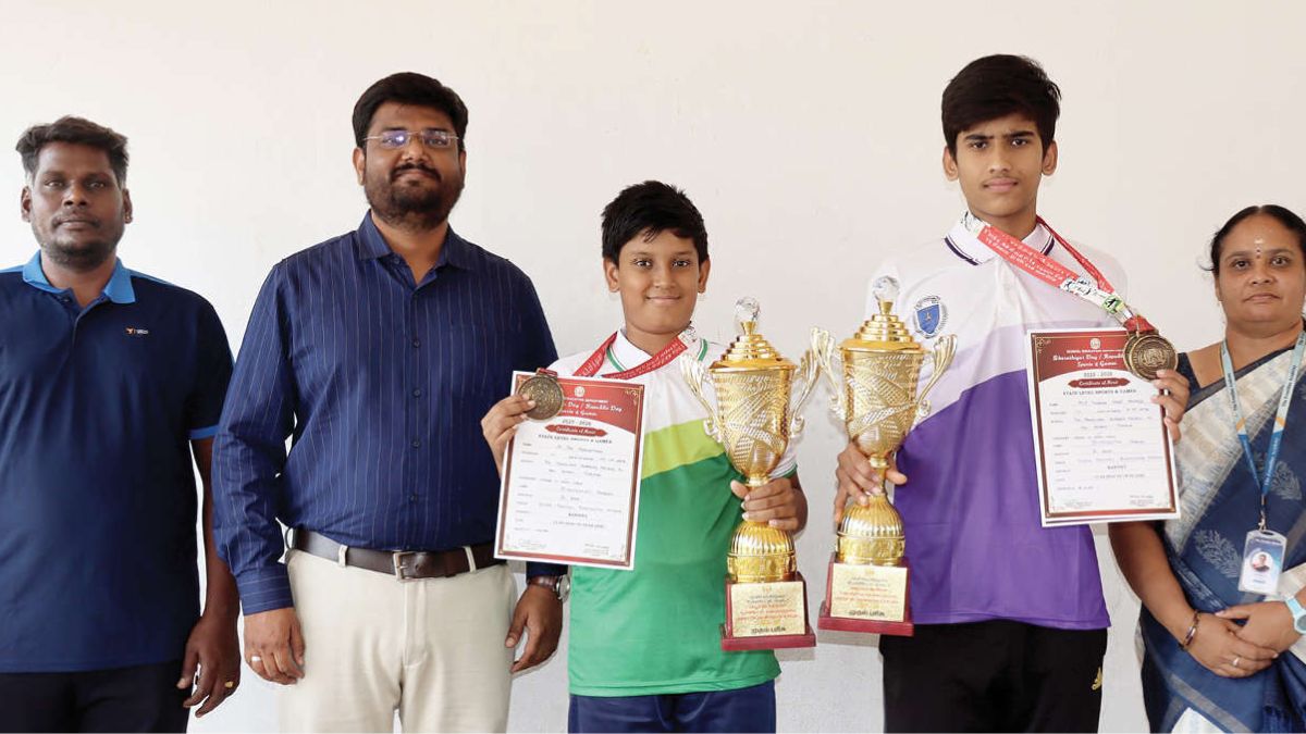 திண்டுக்கல்லை வீழ்த்தி மாநில அளவில் தங்கம் வென்று திருப்பூர் ப்ரண்ட்லைன் பள்ளி மாணவர்கள் சாதனை!