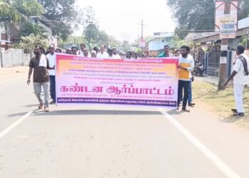 திருவாரூர் அருகே குத்தகை விவசாயிகள் பாதுகாப்பு சங்கத்தின் தடுப்புகளை அகற்றி ஆலயத்திற்கு செல்ல முயன்றதால் பரபரப்பு