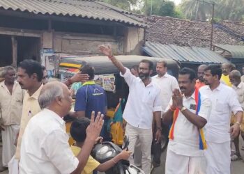 மயிலாடுதுறை தொகுதி தேசிய ஜனநாயக கூட்டணி போட்டியிடும் PMK-யின் சித்தமல்லி பழனிச்சாமி தீவிரவாக்கு சேகரிப்பு