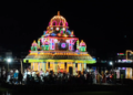 திருவாரூர் தியாகராஜர் ஆலய வண்ண மின் விளக்குகளால் அலங்கரிக்கப்பட்ட தெப்ப வெள்ளோட்டம்