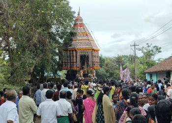 திருவாரூர் தியாகராஜர் ஆலய வண்ண மின் விளக்குகளால் அலங்கரிக்கப்பட்ட தெப்ப வெள்ளோட்டம்