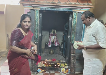 குழந்தைகள் நோய் நொடியின்றி வாழ வேண்டி திருவாலங்காடு மாரியம்மன் ஆலயத்தில் சிறப்பு பிரார்த்தனை