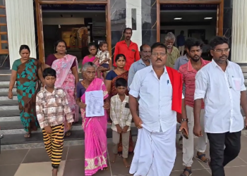கஞ்சாநகரம் கிராமத்தில் தங்கள் இடத்தை கோயில் இடம் என்று கூறி ஆக்கிரமித்து தீக்குழி அமைக்க முயற்சிப்பதாக குற்றம் கோரிக்கை