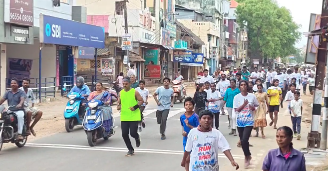 நாகையில் போதை ஒழிப்பு விழிப்புணர்வு மாரத்தான் ஓட்டம்