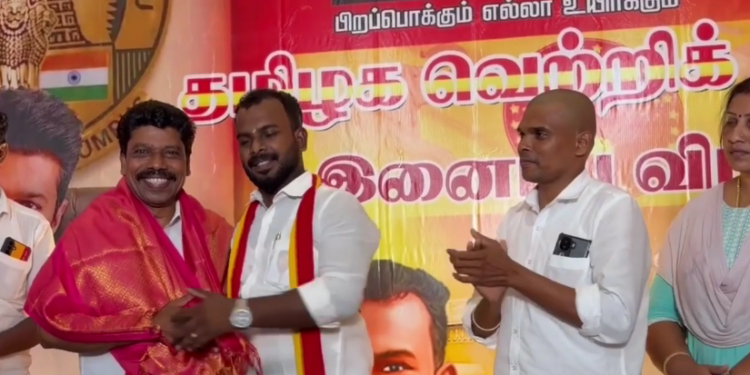 தருமபுரம் ஆதீன பட்டினப்பிரவேசம் நிகழ்ச்சியில் பங்கேற்க வந்த பிரபல பாடகர் வேல்முருகன்