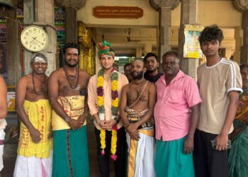 திருவெண்காடு சுவேதாரண்யேஸ்வரர் சுவாமி கோவிலில், இந்திய கிரிக்கெட் வீரர் அபிஷேக் ஷர்மா இன்று சாமி தரிசனம்