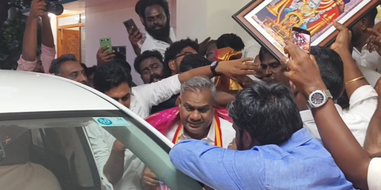 TVKபொதுச்செயலாளர்  ஆனந்த் அமைச்சராக பொறுப்பேற்றபிறகு முதல் முறையாக கன்னியாகுமரி வருகை 
