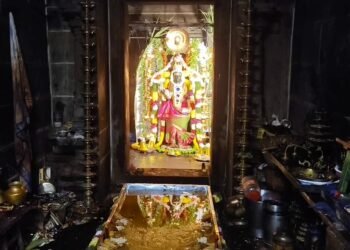 மயிலாடுதுறை மாயூரநாதர் ஆலயத்தில் உலக நன்மை வேண்டி அபயாம்பிகை அம்மனுக்கு நெய்க்குள தரிசனம் அம்மனின் பிம்பத்திற்கு தீபாரதணை