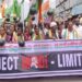 நாடாளுமன்ற தொகுதி வரையறைக்கு எதிர்ப்பு தெரிவித்து காங்கிரஸ் கட்சி சார்பில் கருப்பு பலூன்களுடன் பேரணி