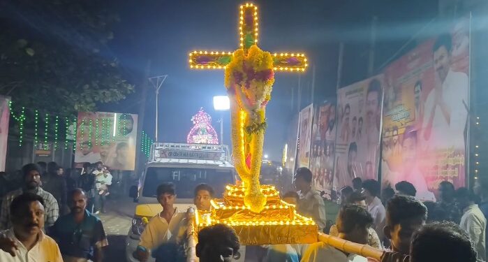 தடிக்காரன்கோணம் பகுதியில் பிரசித்தி பெற்ற தூய பணிமய அன்னை ஆலயத்தில் 9-வது தேர்பவனி